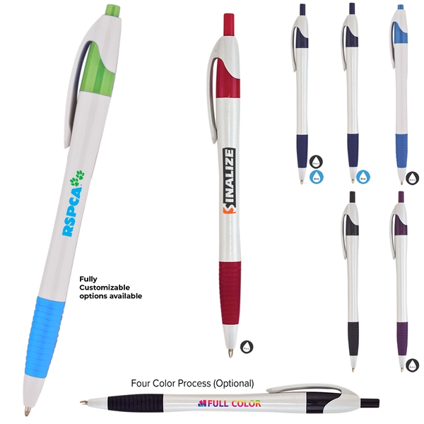 White Pen With Colored Gripper