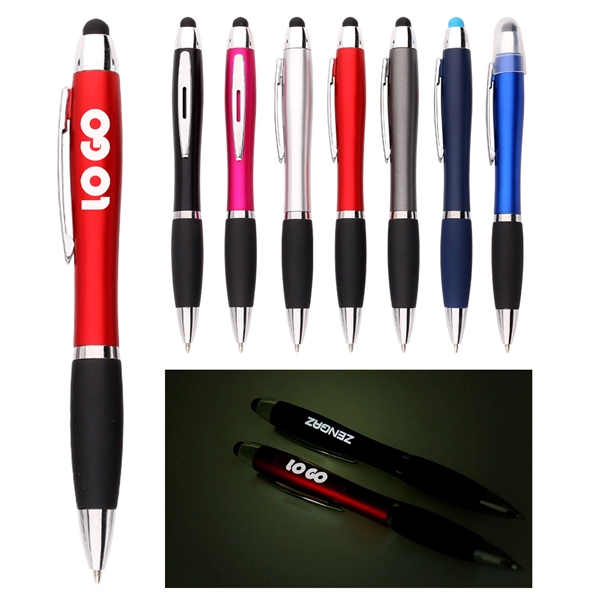 Personalized Click Pen With Led Lighted Logo And Stylus - Personalized Click Pen With Led Lighted Logo And Stylus - Image 0 of 1
