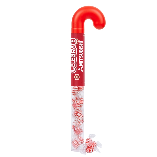 Holiday Candy Cane Shape Clear Tube - Starlight Peppermints