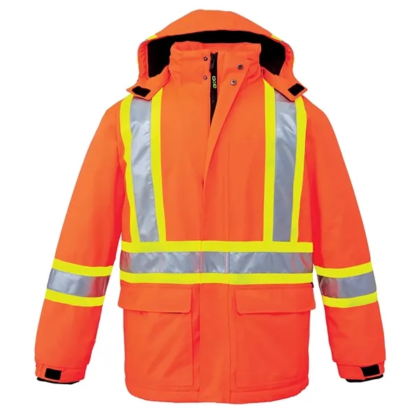 Men's Hi-Vis Insulated Polyester Canvas Parka Workwear - Men's Hi-Vis Insulated Polyester Canvas Parka Workwear - Image 1 of 10