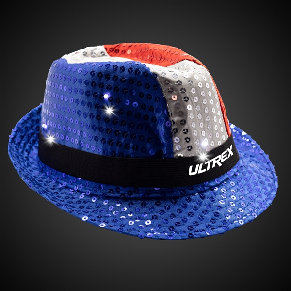 Patriotic Sequin LED Fedora - Patriotic Sequin LED Fedora - Image 1 of 2