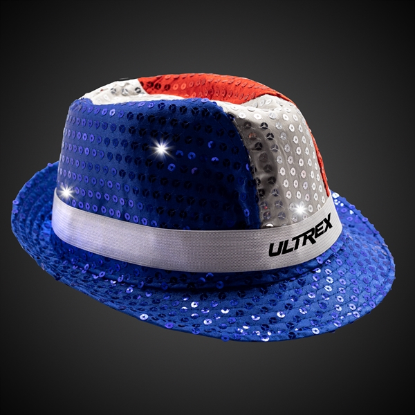 Patriotic Sequin LED Fedora - Patriotic Sequin LED Fedora - Image 2 of 2