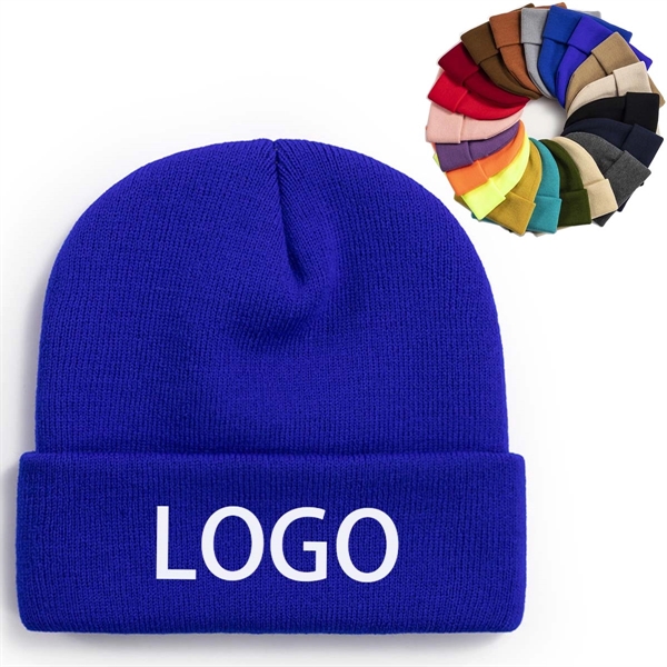 Label Patch Knit Beanie Cap With Cuff - Label Patch Knit Beanie Cap With Cuff - Image 0 of 1