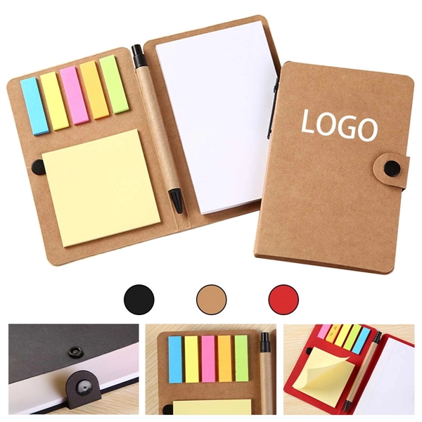 Button Kraft Paper Notepad With Pen - Button Kraft Paper Notepad With Pen - Image 0 of 1