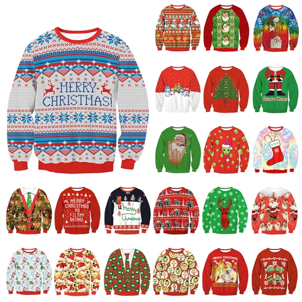 3D Digital Print Crewneck Pullover Sweater Sweatshirt - 3D Digital Print Crewneck Pullover Sweater Sweatshirt - Image 0 of 3