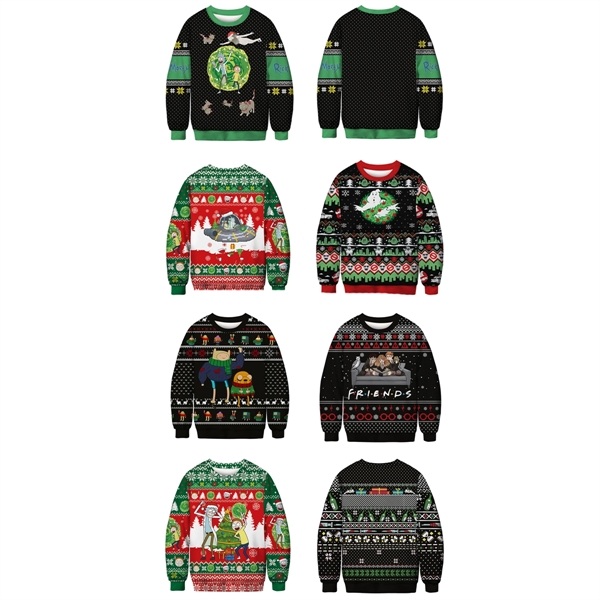 3D Digital Print Crewneck Pullover Sweater Sweatshirt - 3D Digital Print Crewneck Pullover Sweater Sweatshirt - Image 2 of 3