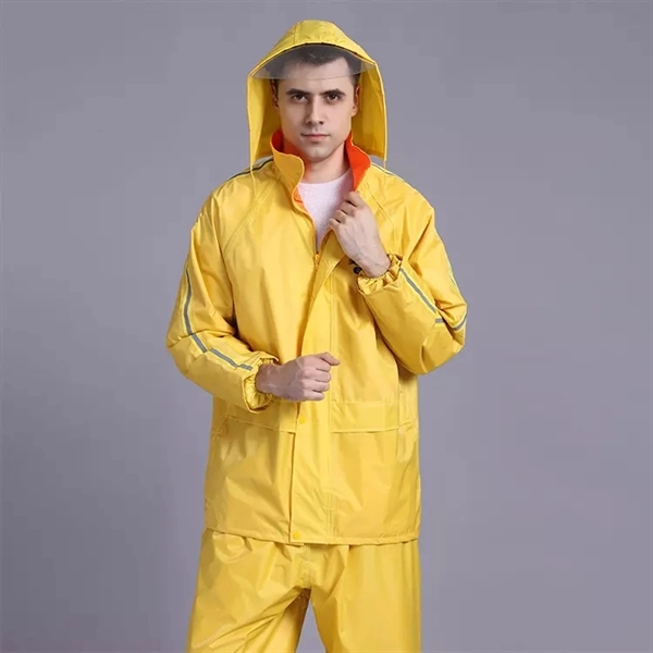 Custom Industrial Traffic PVC Rain Jackets Adult Raincoat - Custom Industrial Traffic PVC Rain Jackets Adult Raincoat - Image 2 of 3