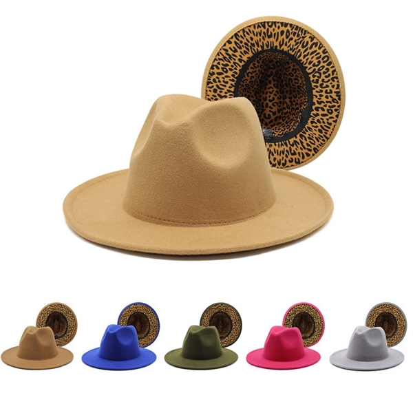 Wool Fedora Hat with Leopard Lining - Wool Fedora Hat with Leopard Lining - Image 1 of 1