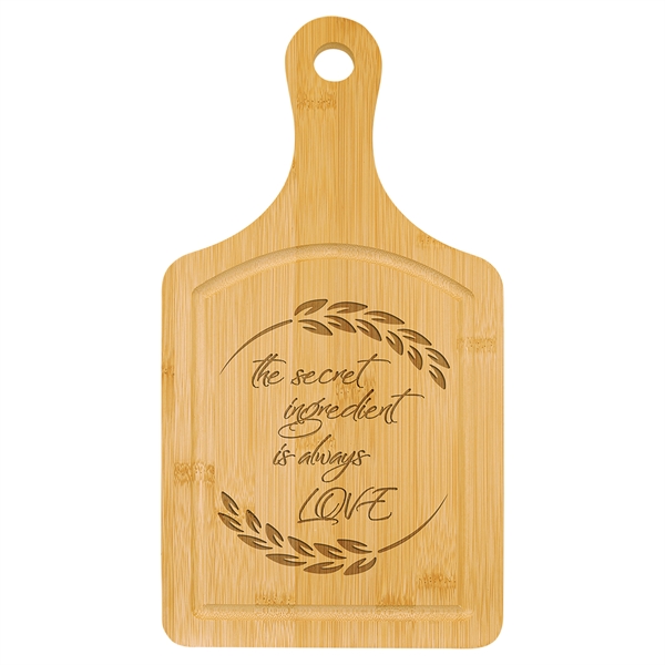 Bamboo Cutting Board Paddle Shape with Drip Ring 13 1/2" x 7 - Bamboo Cutting Board Paddle Shape with Drip Ring 13 1/2" x 7 - Image 0 of 0
