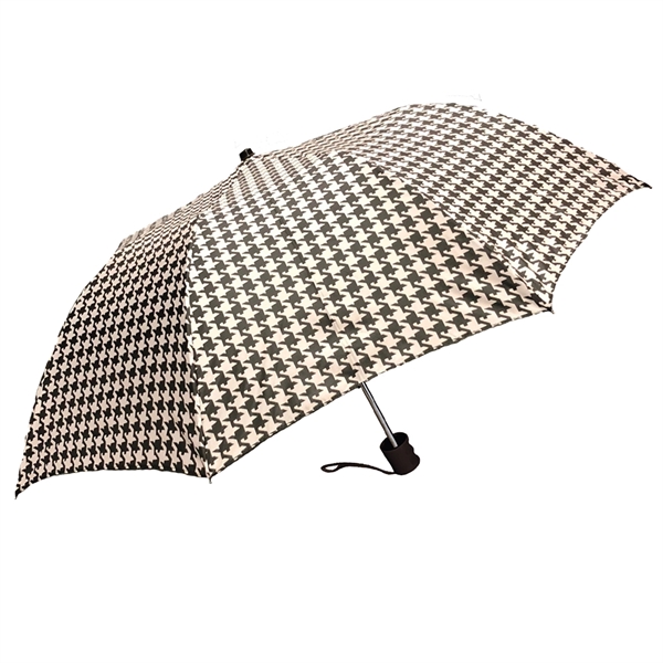 Black & White Houndstooth Super Pocket Mini Umbrella - Black & White Houndstooth Super Pocket Mini Umbrella - Image 1 of 1