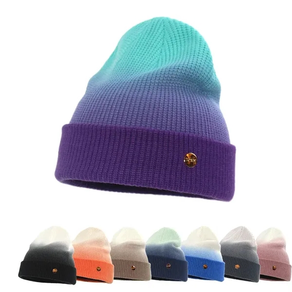 Gradient Knitted Beanie Hat - Gradient Knitted Beanie Hat - Image 1 of 1