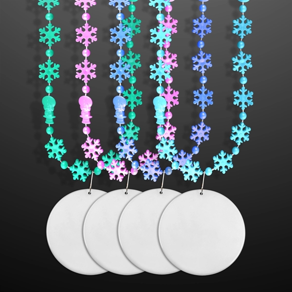 Winter Princess Snowflake Beads with Medallion(NON-Light Up) - Winter Princess Snowflake Beads with Medallion(NON-Light Up) - Image 1 of 2