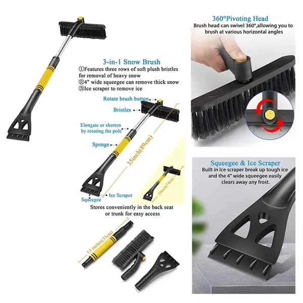 Extendable Car Snow Brush with Squeegee and Ice Scraper - Extendable Car Snow Brush with Squeegee and Ice Scraper - Image 1 of 1