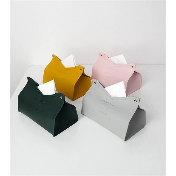 Triangle Tissue Leather Box Holder - Triangle Tissue Leather Box Holder - Image 1 of 2