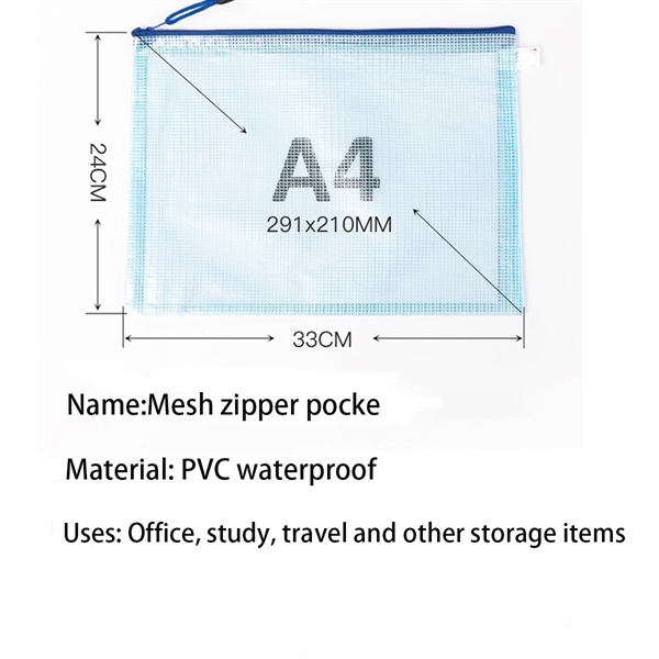 A4 Transparent Mesh File Zipper Pocket - A4 Transparent Mesh File Zipper Pocket - Image 4 of 4