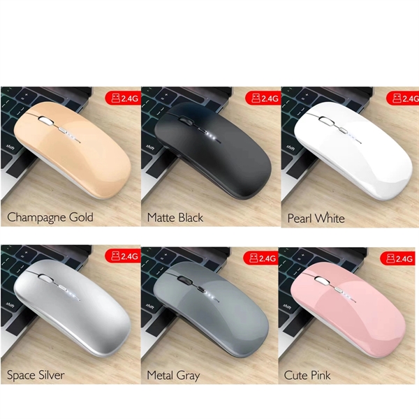 Rechargeable LED USB Bluetooth Dual Mode Wireless Mute Mouse - Rechargeable LED USB Bluetooth Dual Mode Wireless Mute Mouse - Image 1 of 4