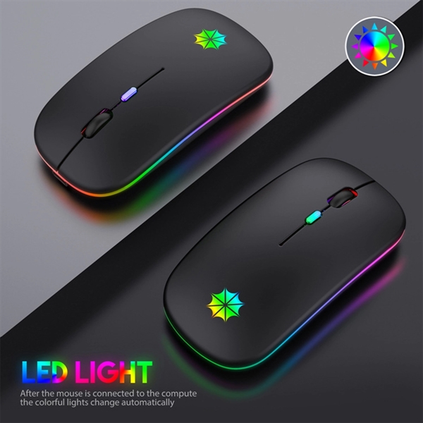Rechargeable LED USB Bluetooth Dual Mode Wireless Mute Mouse - Rechargeable LED USB Bluetooth Dual Mode Wireless Mute Mouse - Image 2 of 4