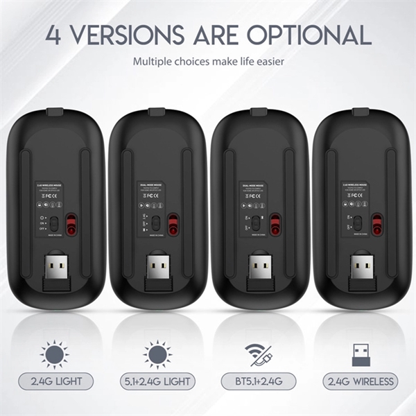 Rechargeable LED USB Bluetooth Dual Mode Wireless Mute Mouse - Rechargeable LED USB Bluetooth Dual Mode Wireless Mute Mouse - Image 3 of 4