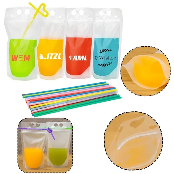 Clear Drink Pouches With Straw - Clear Drink Pouches With Straw - Image 0 of 1