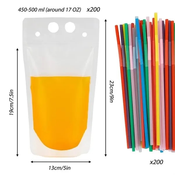 Clear Drink Pouches With Straw - Clear Drink Pouches With Straw - Image 1 of 1