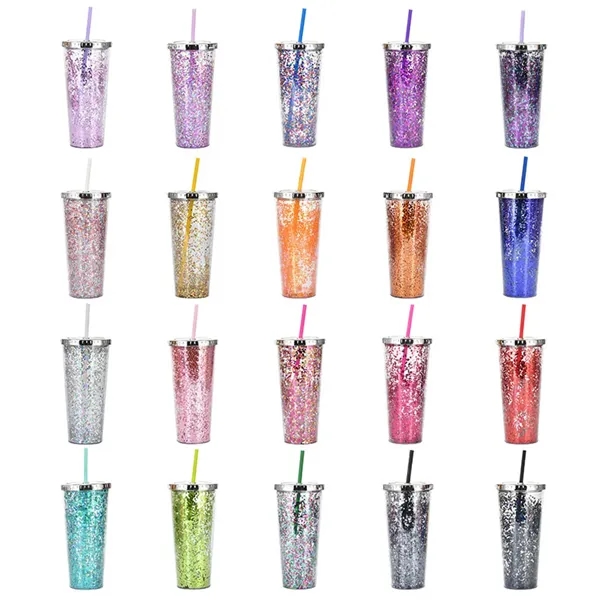 24oz Glam Glitter Tumblers with Straws - 24oz Glam Glitter Tumblers with Straws - Image 1 of 1