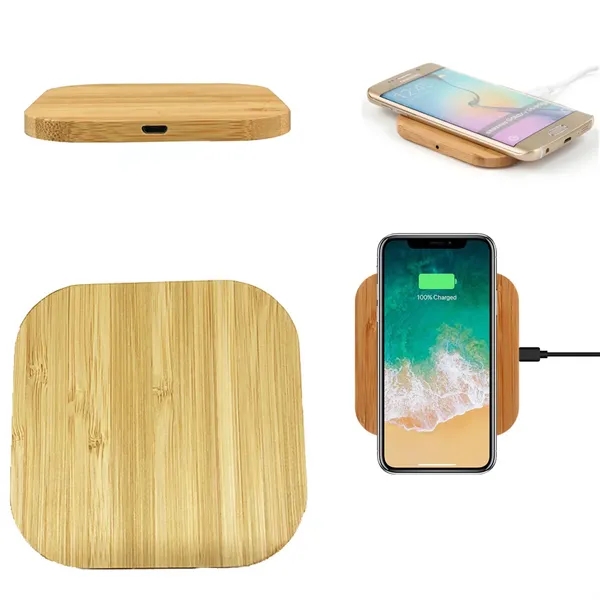 10W Square Bamboo Wood Wireless Charger/Adaptor - 10W Square Bamboo Wood Wireless Charger/Adaptor - Image 1 of 1