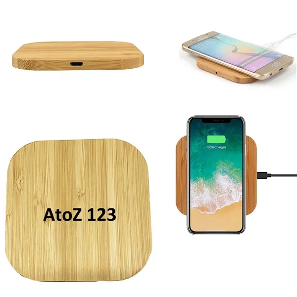 10W Square Bamboo Wood Wireless Charger/Adaptor - 10W Square Bamboo Wood Wireless Charger/Adaptor - Image 0 of 1