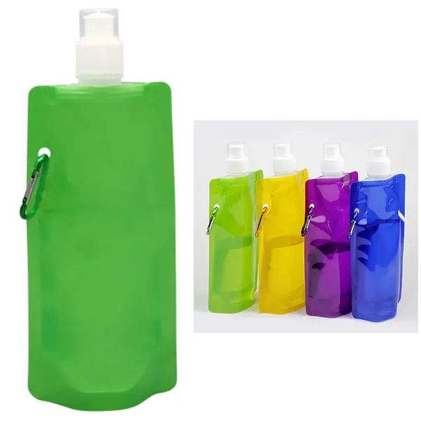 Collapsible Sports Water Bottle with Carabiner - Collapsible Sports Water Bottle with Carabiner - Image 1 of 1