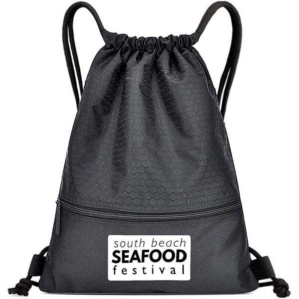Football Shape Fabric Large Drawstring W/ Zipper (15"x18") - Football Shape Fabric Large Drawstring W/ Zipper (15"x18") - Image 1 of 17