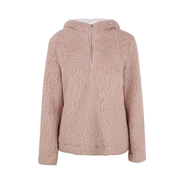 Women Autumn Winter Lapel Fuzzy Fleece Sweatshirt - Women Autumn Winter Lapel Fuzzy Fleece Sweatshirt - Image 2 of 5