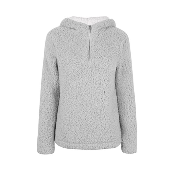 Women Autumn Winter Lapel Fuzzy Fleece Sweatshirt - Women Autumn Winter Lapel Fuzzy Fleece Sweatshirt - Image 3 of 5