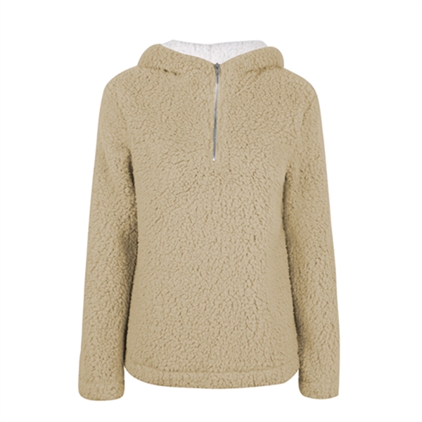 Women Autumn Winter Lapel Fuzzy Fleece Sweatshirt - Women Autumn Winter Lapel Fuzzy Fleece Sweatshirt - Image 4 of 5