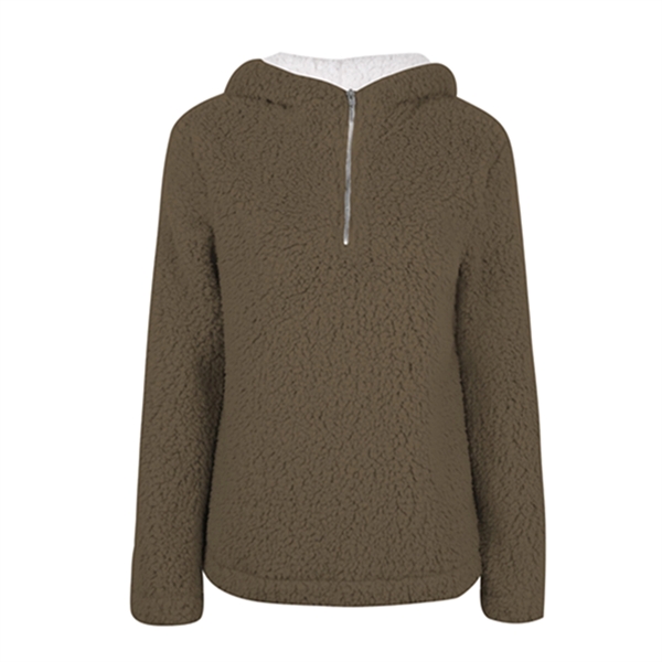 Women Autumn Winter Lapel Fuzzy Fleece Sweatshirt - Women Autumn Winter Lapel Fuzzy Fleece Sweatshirt - Image 5 of 5