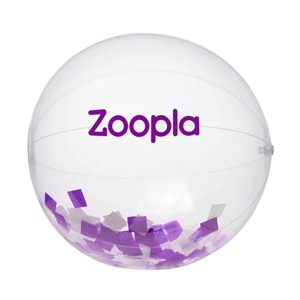 16" Purple and White Confetti Filled Clear Beach Ball - 16" Purple and White Confetti Filled Clear Beach Ball - Image 3 of 3