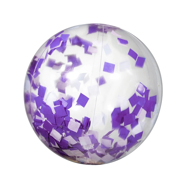 16" Purple and White Confetti Filled Clear Beach Ball - 16" Purple and White Confetti Filled Clear Beach Ball - Image 2 of 3