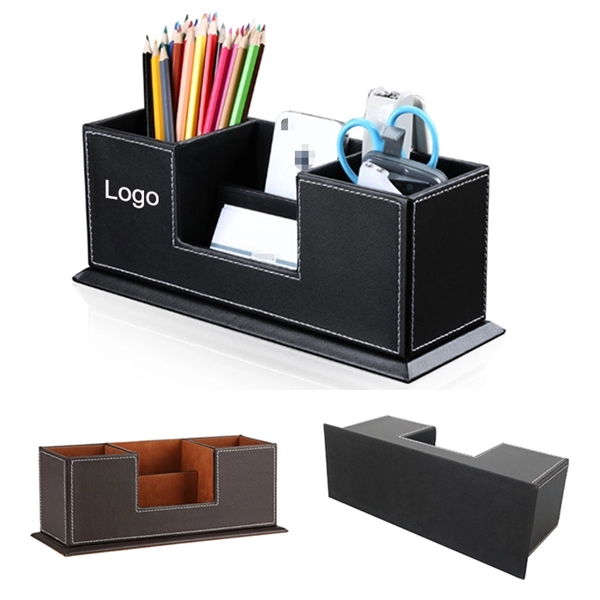 Leather Desktop Organizer with Dual Pen Holder - Leather Desktop Organizer with Dual Pen Holder - Image 0 of 0