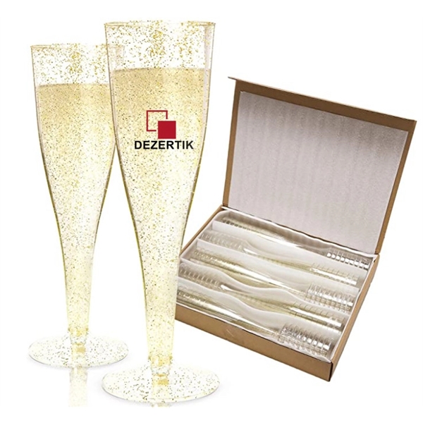 4.5Oz Glitter Disposable Champagne Flutes - 4.5Oz Glitter Disposable Champagne Flutes - Image 0 of 7
