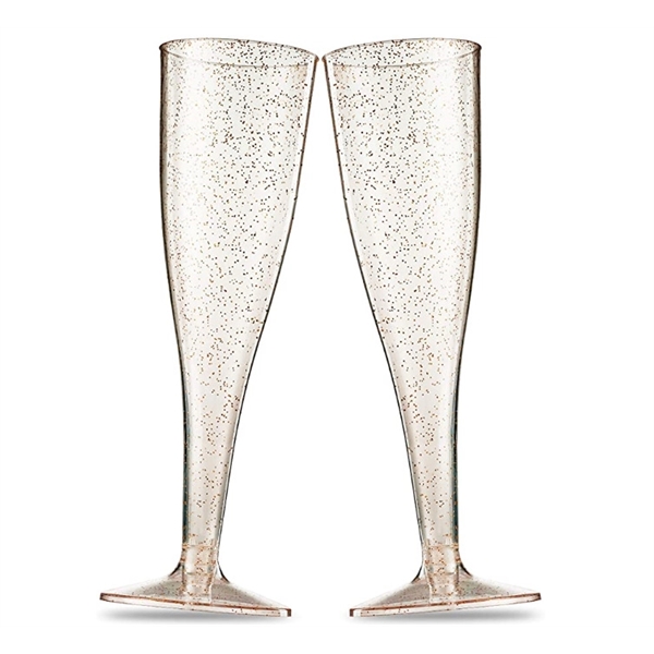 4.5Oz Glitter Disposable Champagne Flutes - 4.5Oz Glitter Disposable Champagne Flutes - Image 2 of 7