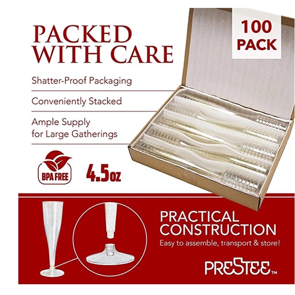 4.5Oz Glitter Disposable Champagne Flutes - 4.5Oz Glitter Disposable Champagne Flutes - Image 4 of 7