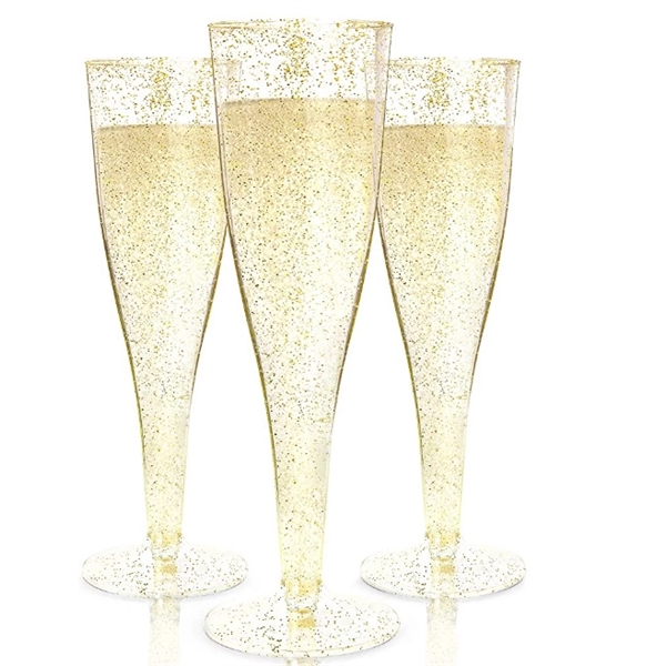 4.5Oz Glitter Disposable Champagne Flutes - 4.5Oz Glitter Disposable Champagne Flutes - Image 7 of 7