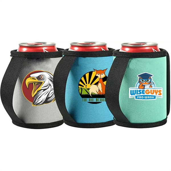 12 Oz. Neoprene Sublimated Coolies W/ Strap Handle - 12 Oz. Neoprene Sublimated Coolies W/ Strap Handle - Image 0 of 1