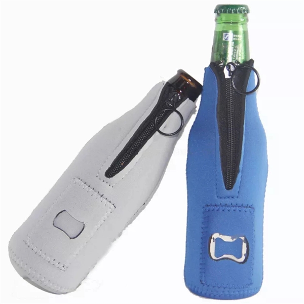 12 Oz. Neoprene Sublimated Bottle Cooler with Opener - 12 Oz. Neoprene Sublimated Bottle Cooler with Opener - Image 1 of 1