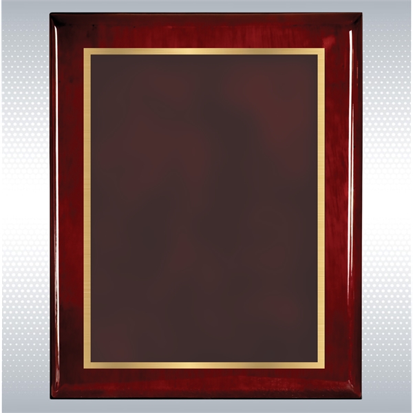 Piano Finish Plaque W/ Red Marble Brass Plate - Piano Finish Plaque W/ Red Marble Brass Plate - Image 1 of 3