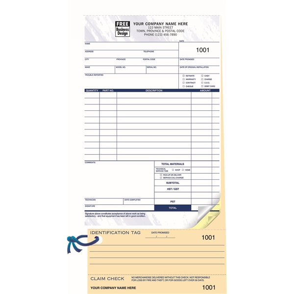 Compact Service Order w/ Claim Check & I.D. Tag - Compact Service Order w/ Claim Check & I.D. Tag - Image 1 of 1