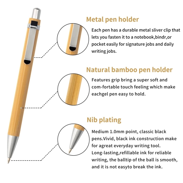 Bamboo Wooden Retractable Ballpoint Pen - Bamboo Wooden Retractable Ballpoint Pen - Image 2 of 3