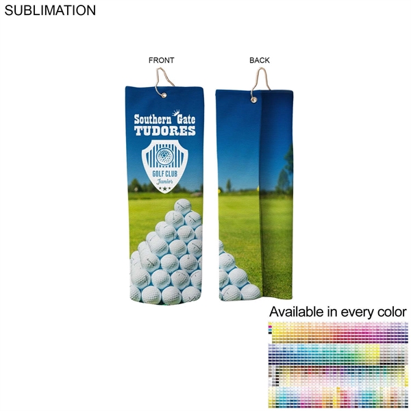 Sublimated Microfiber Terry Trifolded Golf Towel, 5x15 - Sublimated Microfiber Terry Trifolded Golf Towel, 5x15 - Image 0 of 2