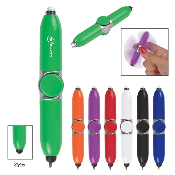 Fidget Spinner Pen with LED Light & Stylus - Fidget Spinner Pen with LED Light & Stylus - Image 0 of 3