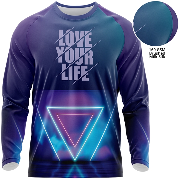 160 GSM Brushed Milk Silk Sublimation Long Sleeve T-Shirt - 160 GSM Brushed Milk Silk Sublimation Long Sleeve T-Shirt - Image 0 of 5
