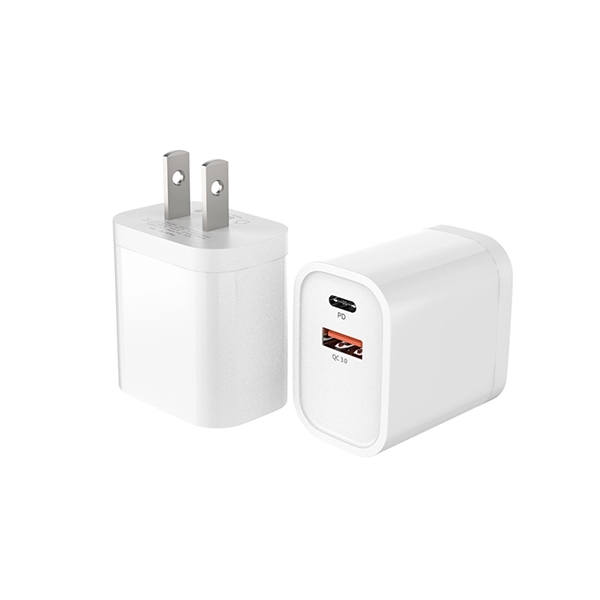 Dual Port USB Wall Plug Charger - PD 18W + QC3.0 - Dual Port USB Wall Plug Charger - PD 18W + QC3.0 - Image 0 of 5