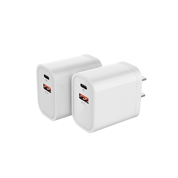 Dual Port USB Wall Plug Charger - PD 18W + QC3.0 - Dual Port USB Wall Plug Charger - PD 18W + QC3.0 - Image 1 of 5